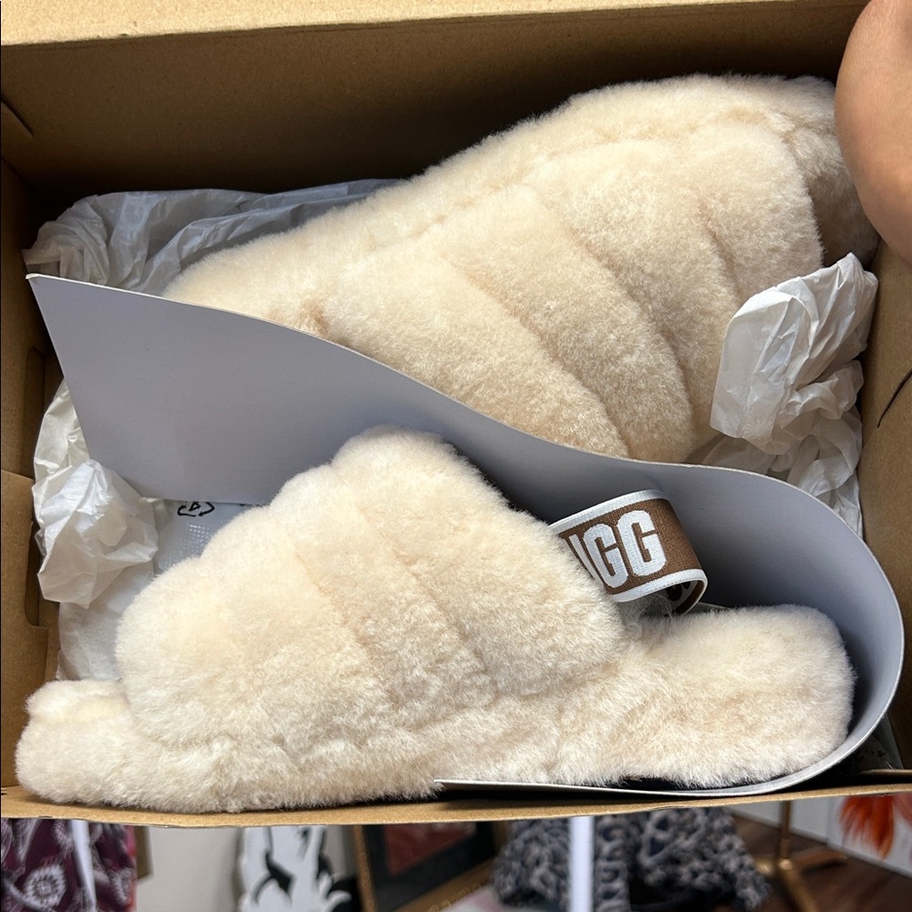 UGG Tan Fluffy Slippers